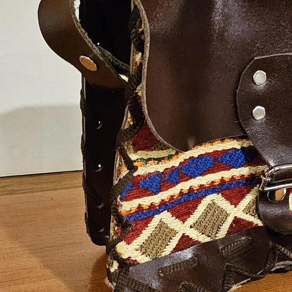Vintage Leather Boho Woven Purse - Picture 2 of 10